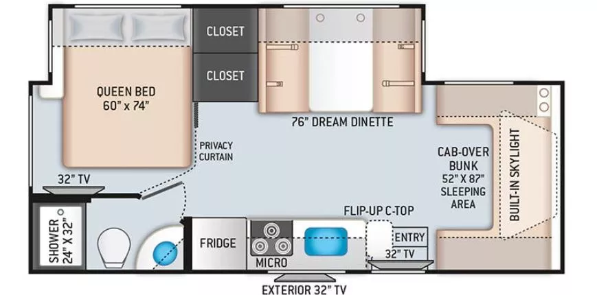 24' 2020 Thor Quantum KM24 w/Slide Floorplan