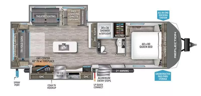 33' 2022 Grand Design Reflection 297RSTS w/Slide Floorplan