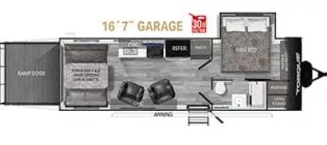 27' 2023 Heartland Torque 256 w/Slide & Generator  - Toy Hauler Floorplan