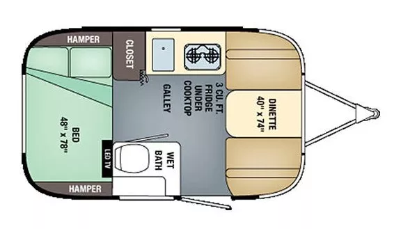 16' 2017 Airstream Bambi Sport 16 Floorplan