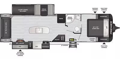 35' 2021 Keystone Bullet Premier 30RIPR w/2 Slides Floorplan