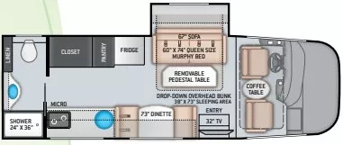 26' 2022 Thor Vegas 24.3 w/Slide Floorplan
