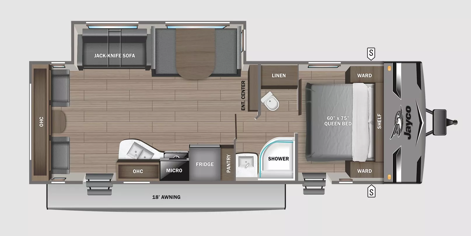 31' 2023 Jayco Jayflight 265 RLS w/Slide Floorplan