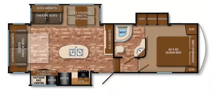 29' 2015 Grand Design Reflection 29RS w/3 Slides Floorplan
