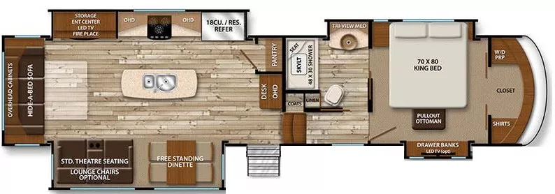 40' 2016 Grand Design Solitude 384GK w/4 Slides Floorplan