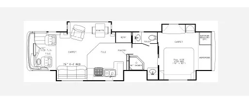 40' 2006 Western Recreational Alpine Limited 40FD QUAD SLIDE 400hp Cummins w/4 Slides Floorplan
