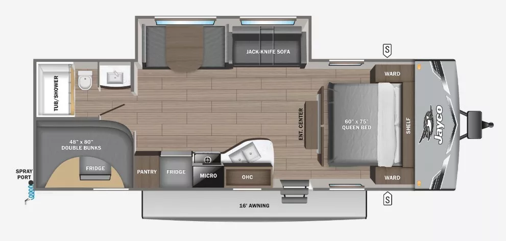 31' 2024 Jayco Jayflight 261BHS w/Slide - Bunk House Floorplan