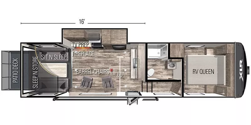 31' 2022 Forest River Xlr Micro Boost M-335LRLE w/Slide - Toy Hauler - Bunk House Floorplan