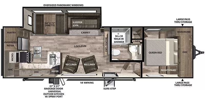 30' 2021 Forest River Vibe 26RK w/Slide Floorplan