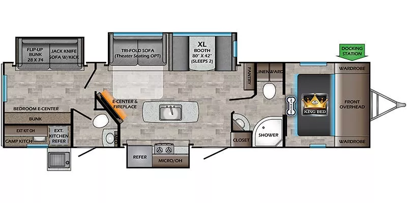 37' 2021 Crossroads Sunset Trail Super Lite 331BH w/3 Slides - Bunk House Floorplan