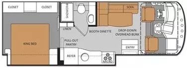 29' 2015 Thor Ace 27.1 w/Slide Floorplan