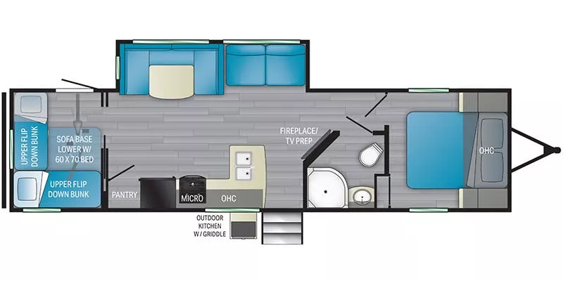 36' 2021 Heartland Pioneer BH322 w/Slide - Bunk House Floorplan