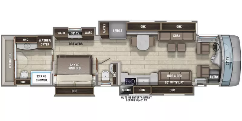45' 2022 Entegra Coach Anthem 44W 450hp Cummins w/4 Slides Floorplan
