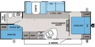 30' 2014 Jayco Jay Flight Swift 267BHS w/Slide - Bunk House Floorplan