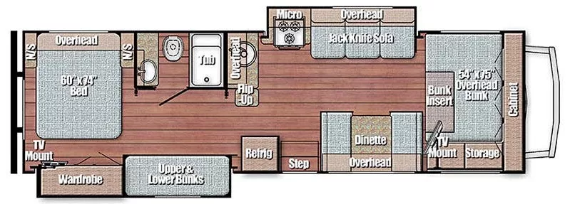 33' 2016 Gulf Stream Conquest 6311 w/2 Slides - Bunk House Floorplan