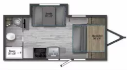 22' 2022 Winnebago Micro Minnie Flx 2108DS w/Slide Floorplan