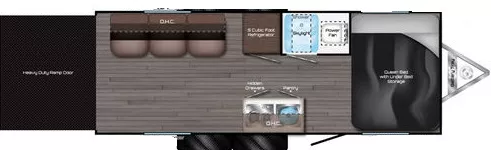 23' 2019 Travel Lite Aura 23TH - Toy Hauler Floorplan