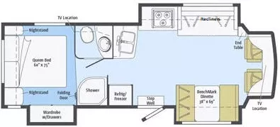 33' 2014 Itasca Cambria 30J w/3 Slides Floorplan