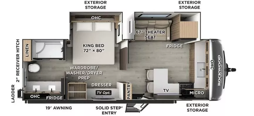 29' 2024 Forest River Rockwood 8263MBR w/2 Slides Floorplan