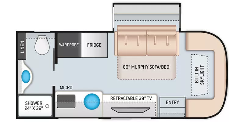 23' 2021 Thor Gemini 23TE w/Slide Floorplan