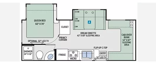 24' 2018 Thor Chateau 24FS w/2 Slides Floorplan