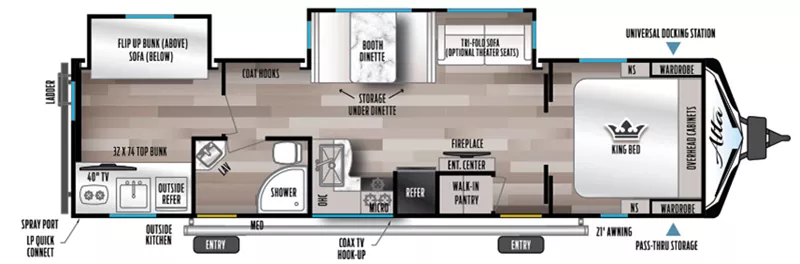 38' 2023 Forest River East To West Alta 3150KBH w/2 Slides - Bunk House Floorplan