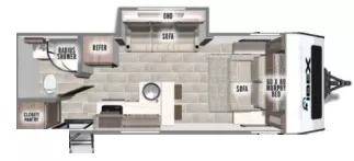 24' 2024 Forest River Ibex 19MSB w/Slide Floorplan