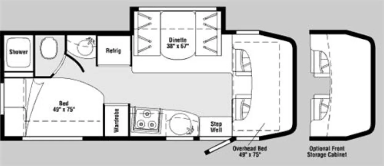 24' 2006 Winnebago View 23J w/Slide Floorplan