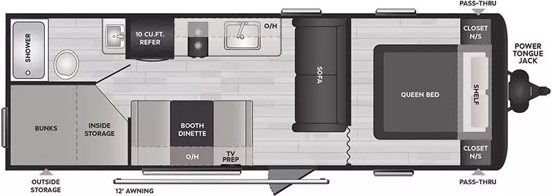 30' 2024 Keystone Hideout 240BH - Bunk House Floorplan