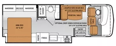 29' 2015 Thor Hurricane 27K w/Slide Floorplan