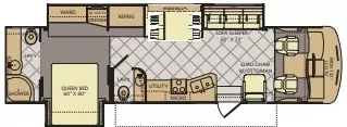 36' 2013 Fleetwood Southwind 36D w/2 Slides Floorplan