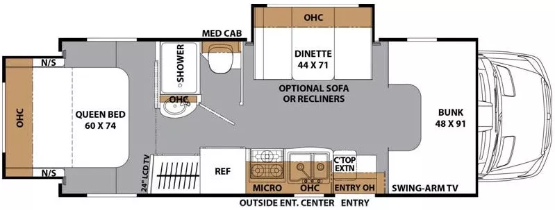 25' 2016 Coachmen Prism 2250 LE w/2 Slides Floorplan