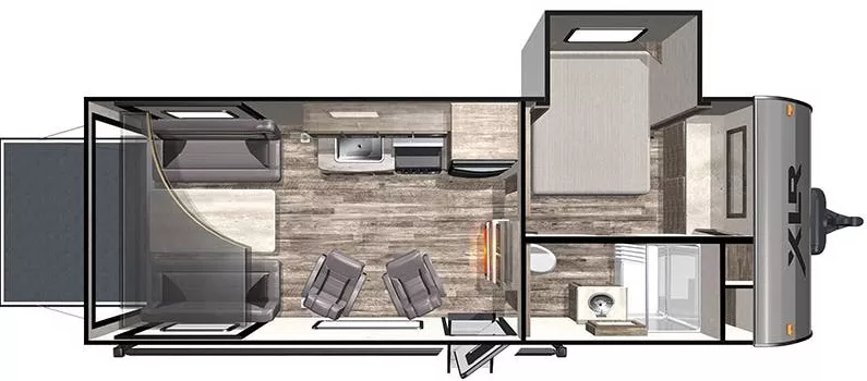 27' 2021 Forest River Xlr Boost 21QBS w/Slide - Toy Hauler Floorplan