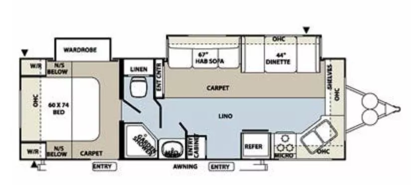 30' 2013 Forest River Flagstaff 26FKWS w/2 Slides Floorplan