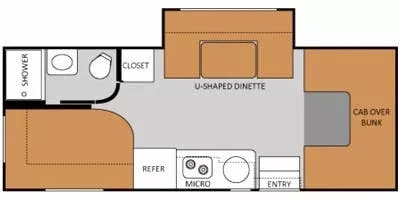 23' 2011 Four Winds Freedom Elite 23S w/Slide Floorplan