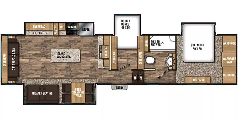 39' 2019 Coachmen Chaparral 360IBL w/4 Slides - Bunk House Floorplan