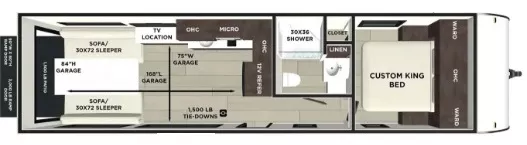 32' 2022 Forest River Wildwood Fsx Toy Hauler 270RTK - Toy Hauler Floorplan