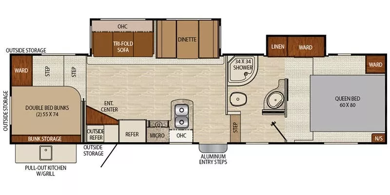 35' 2017 Coachmen Chaparral Lite 295BHS w/3 Slides - Bunk House Floorplan