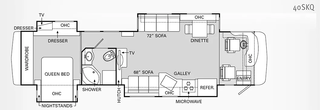 40' 2009 Safari Cheetah 40SKQ 350hp Caterpillar w/4 Slides Floorplan