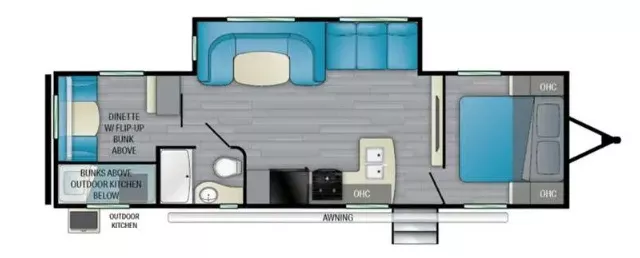 36' 2022 Heartland Prowler 303BH w/Slide - Bunk House Floorplan