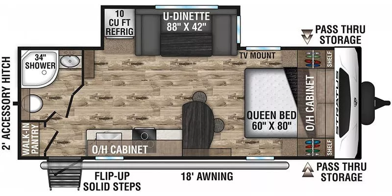 26' 2022 Venture RV Stratus 231VRB w/Slide Floorplan
