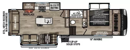34' 2024 Kz Durango 301RLT w/3 Slides Floorplan