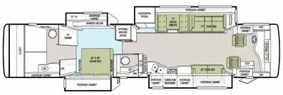 42' 2012 Tiffin Phaeton 42QBH 400hp Cummins w/4 Slides Floorplan