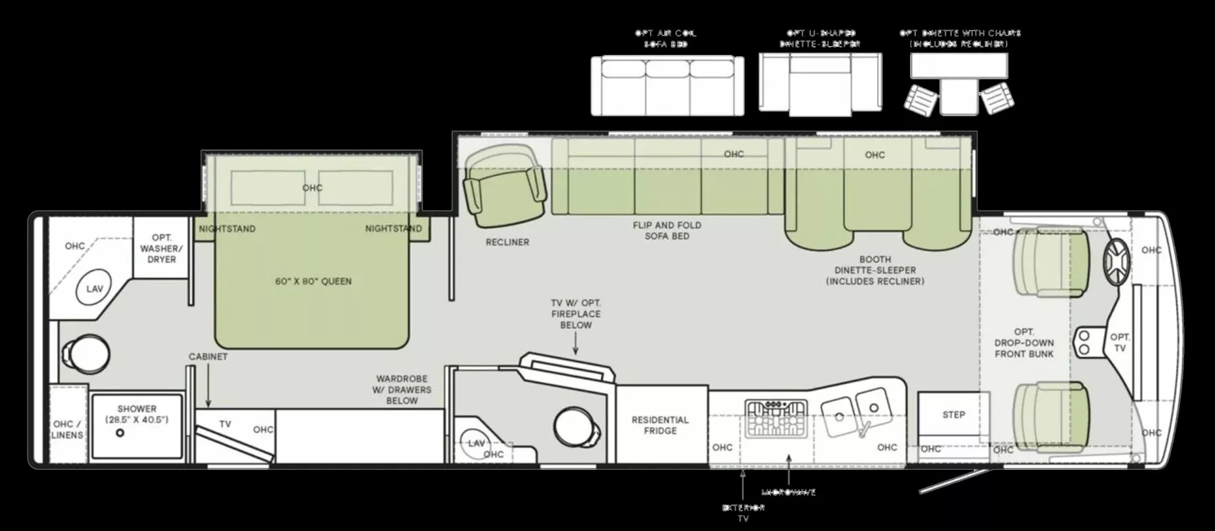 37' 2019 Tiffin Allegro Open Road 36LA w/2 Slides Floorplan