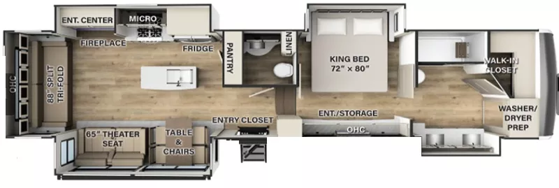 42' 2019 Forest River Palomino Columbus 383FB w/4 Slides Floorplan