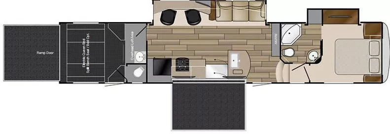 46' 2017 Cruiser RV Boss Toy Hauler 4290 w/3 Slides & Generator  - Toy Hauler Floorplan