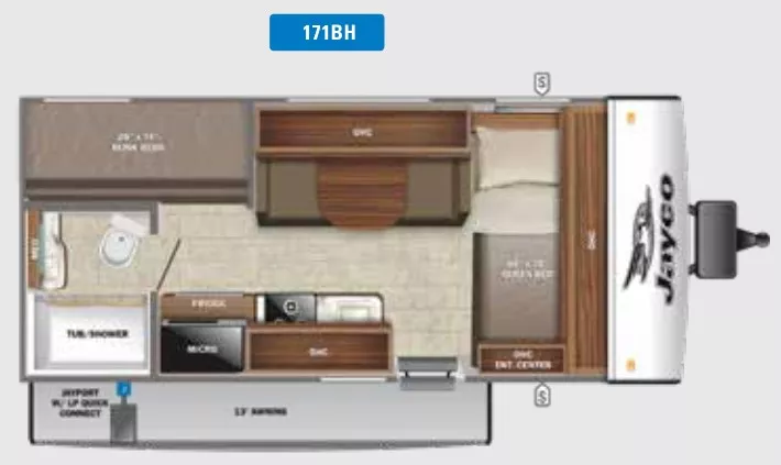 20' 2022 Jayco Jay Feather Micro Series 171BH - Bunk House Floorplan