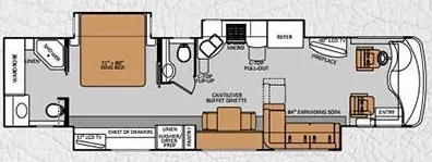 39' 2013 Thor Tuscany 4OEX 360hp Cummins w/3 Slides Floorplan