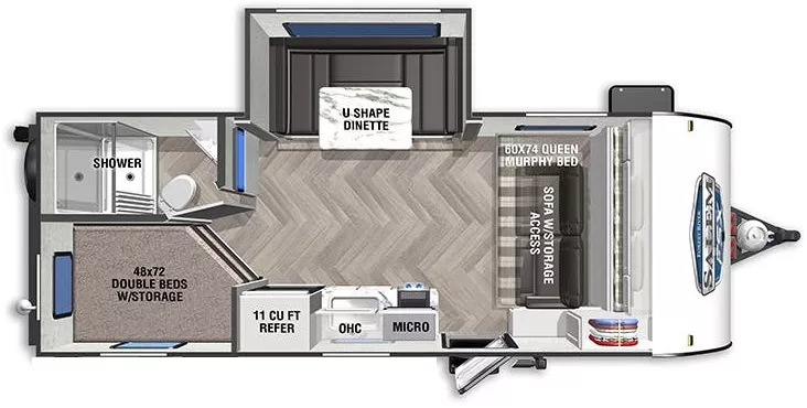 22' 2021 Forest River Salem Fsx 178BHSK w/Slide - Bunk House Floorplan