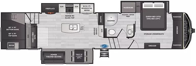 39' 2021 Keystone Montana High Country 351BH w/3 Slides - Bunk House Floorplan